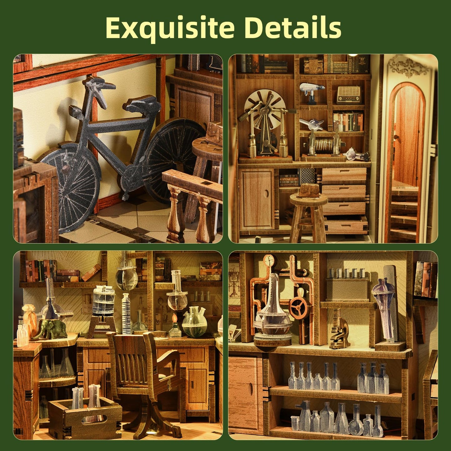 CCCDF Book Nook Kit - 3D Wooden Puzzles for Adults, DIY Scene Miniature Kit, Tiny House Booknook Craft Bookshelf Decor Mini Scale Model, Gifts for Puzzle Lovers (The Radium Lady)