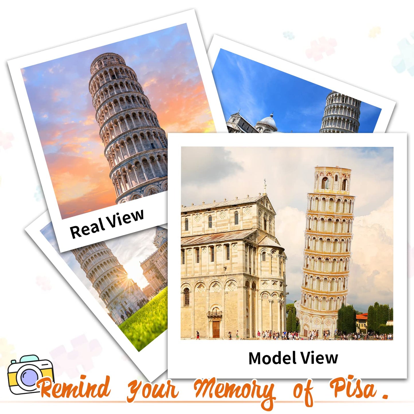3D Puzzles for Adults & Kids, Exquisite Leaning Tower of Pisa City Large Architecture Building Model Kit, 3D Jigsaw Craft Kits STEM Educational Toys Birthday for Boys Girls Ages 10+ Home Decor, 70 PCS