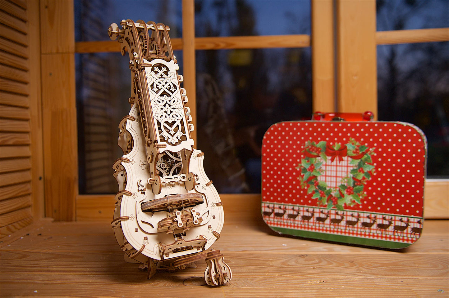UGears Mechanical Models 3-D Wooden Puzzle - Mechanical Hurdy-Gurdy Musical Instrument