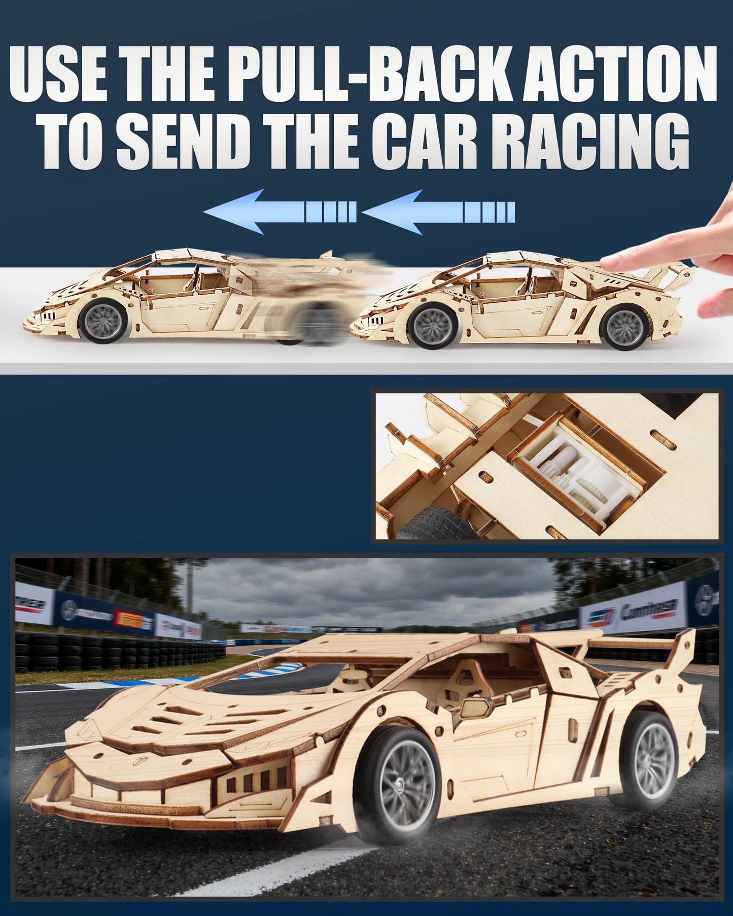 3D Wooden Puzzle Car for Adults (Sport Car)