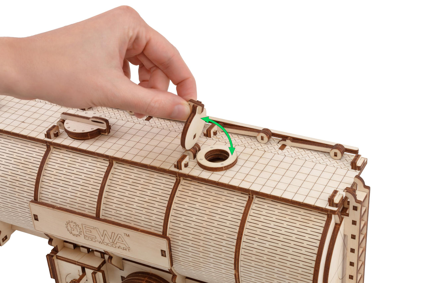 DIY Wooden 3D Mechanical Model - Set Road King - Spring-Powered Mechanism - No Glue Needed - Top-Grade Plywood (Tank Semitrailer)