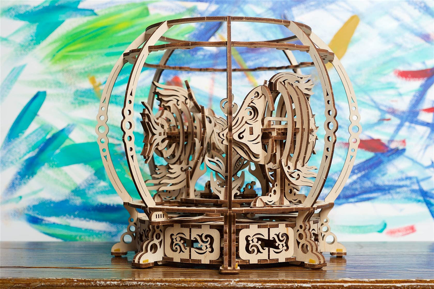 UGEARS 3D Puzzle Mechanical Aquarium - Creative 3D Wooden Puzzles Idea - Aquarium Wood Model Kit - Unique Wooden Puzzle - 3D Puzzles for Adults and Kids Building Kit