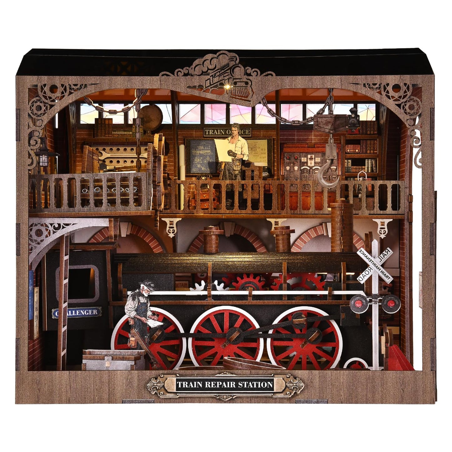 TOYQI Book Nook Kit, Book Nook Kits for Adults and Teens, DIY Miniature Dollhouse Kit 3D Wooden Puzzle Booknook Bookend with LED Light