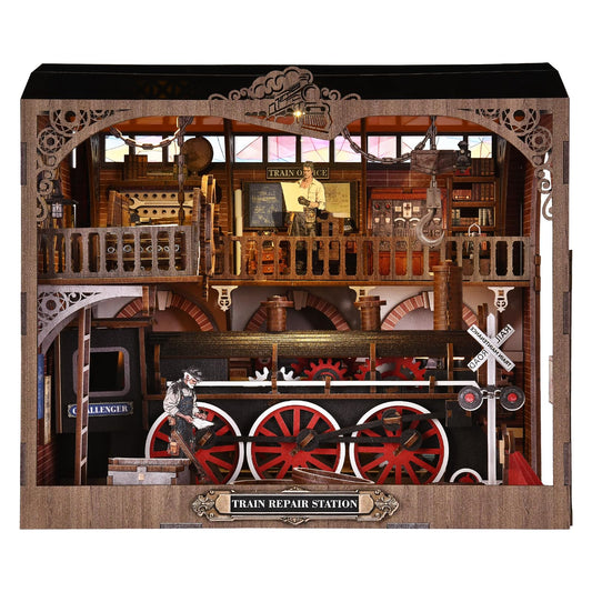 TOYQI Book Nook Kit, Book Nook Kits for Adults and Teens, DIY Miniature Dollhouse Kit 3D Wooden Puzzle Booknook Bookend with LED Light