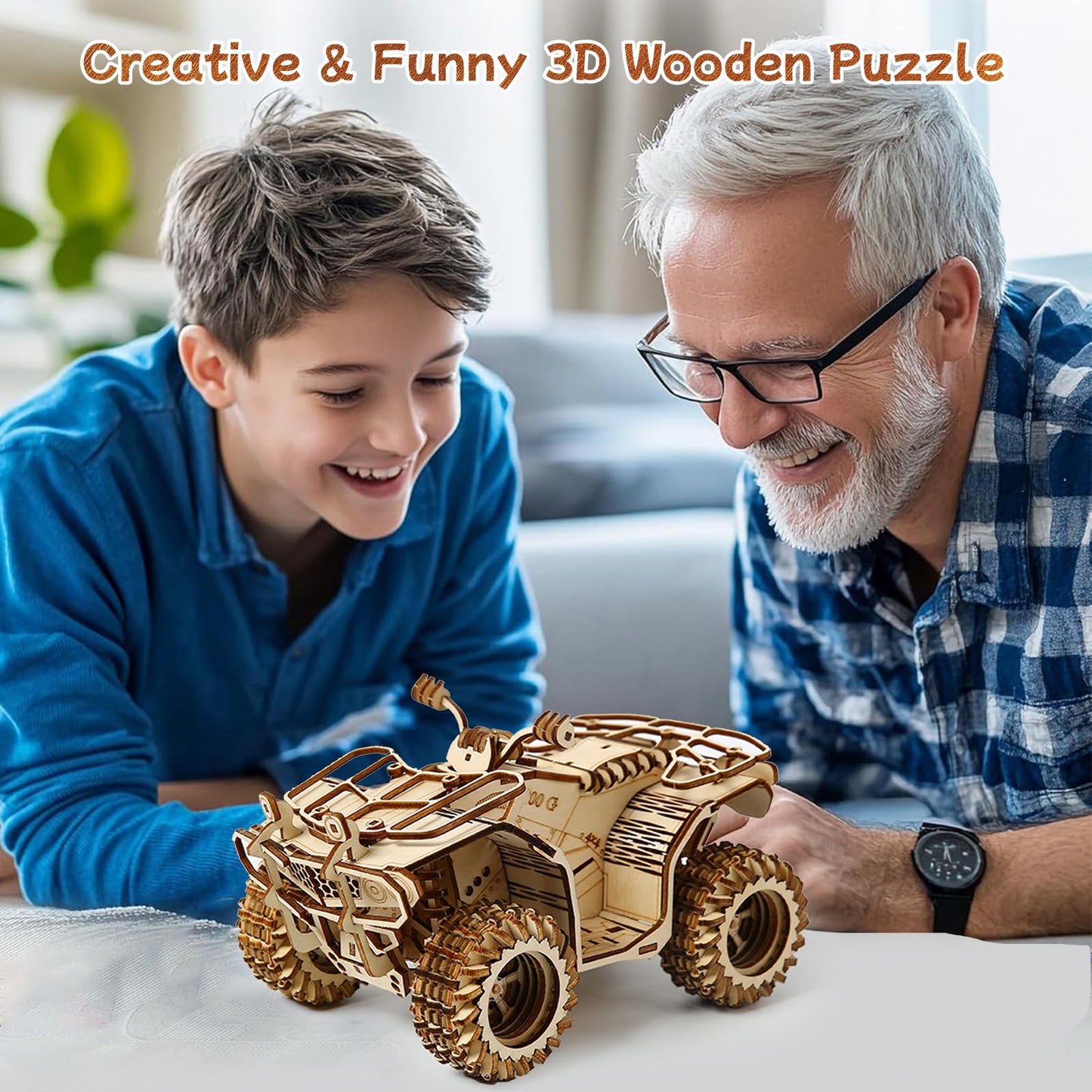 Hallisun 3D Wooden Puzzle for Adults, Mechanical Beach Car Puzzle, DIY Vehicle Model Building Kit Handicraft Wood Craft Hobbies Toy, Birthday for Hobbyist 14+ Family Women Men, 417 Pcs