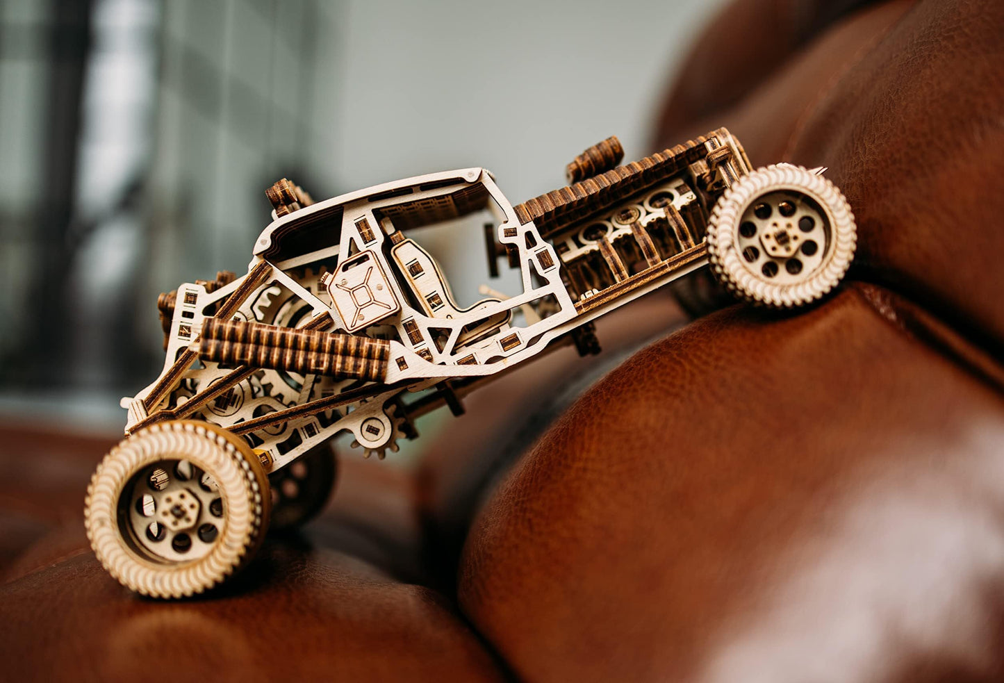 Wood Trick Mad Buggy Car 3D Wooden Puzzle for Adults and Kids to Build - Rides up to 25 feet - Detailed and Sturdy Design - Engineering DIY Wooden Model Car Kit to Build