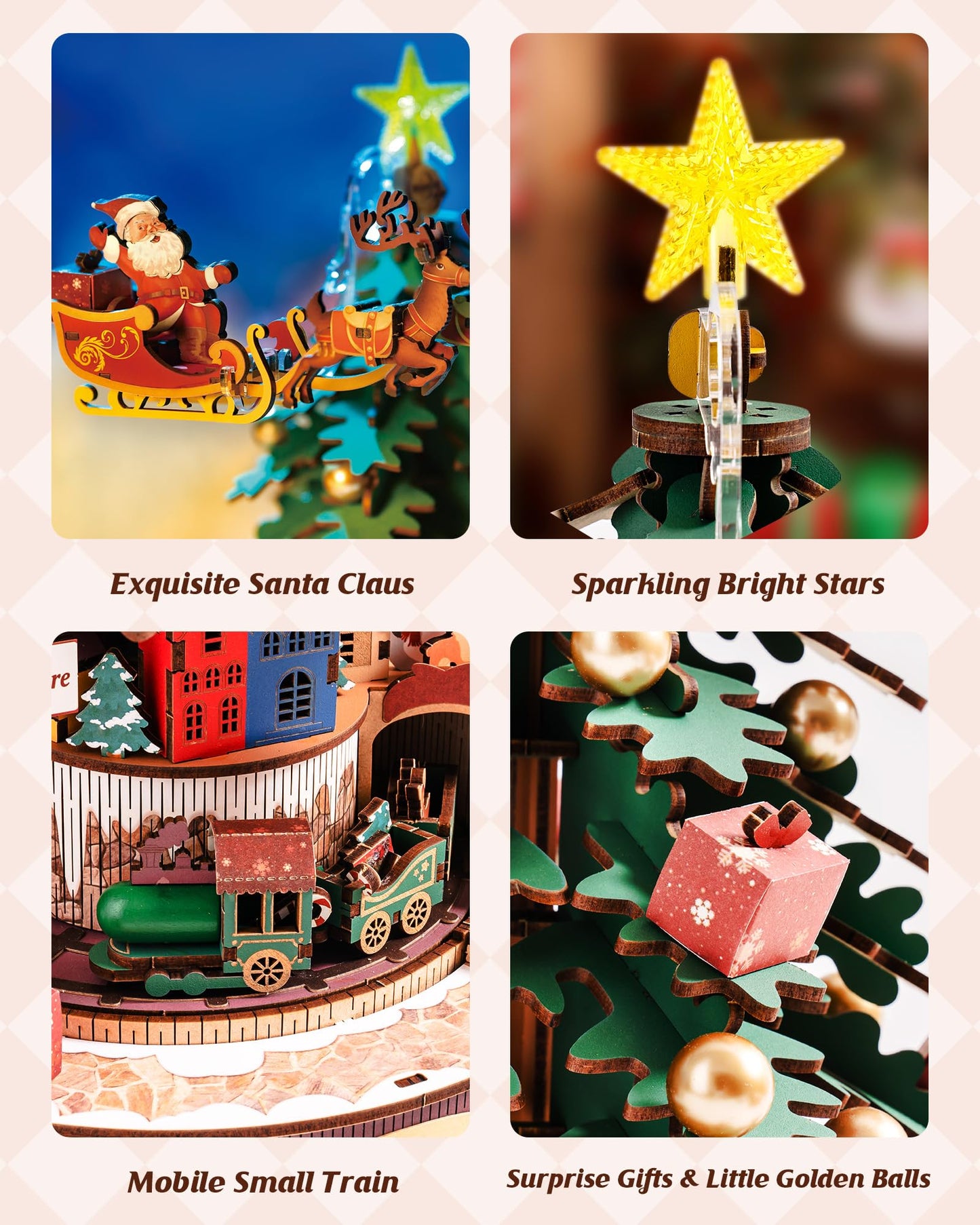 Wowood 3D Puzzles for Adults, Wooden Music Box Christmas Melody Tree, 3D Model Building Kits for Adults, Home Decor/Christmas Birthday Gifts/DIY Crafts/Hobbies for Teens (319PCS)