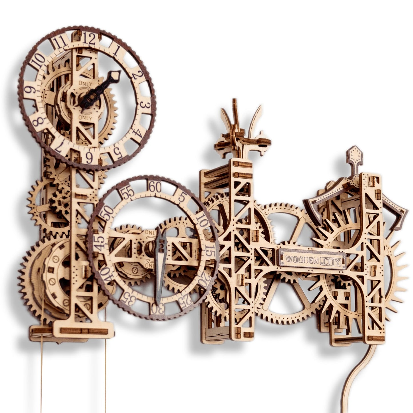 WOODEN.CITY Steampunk Wall Clock Kit – 3D Wooden Puzzle for Adults, Mechanical DIY Clock Model, Working Wall Art (257 Pieces) Made in EU