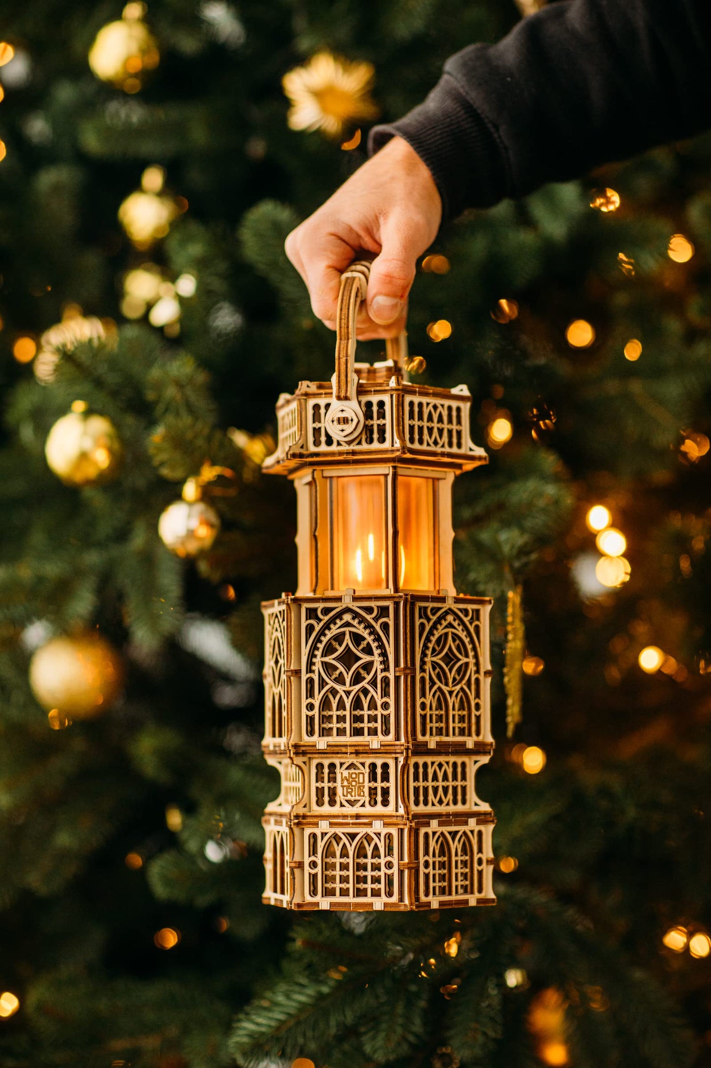 Wood Trick Antique Lantern Luminous LED 3D Wooden Puzzles for Adults to Build - 2-Mode Lighting - Engineering DIY Project Mechanical 3D Puzzle Model Kits for Adults