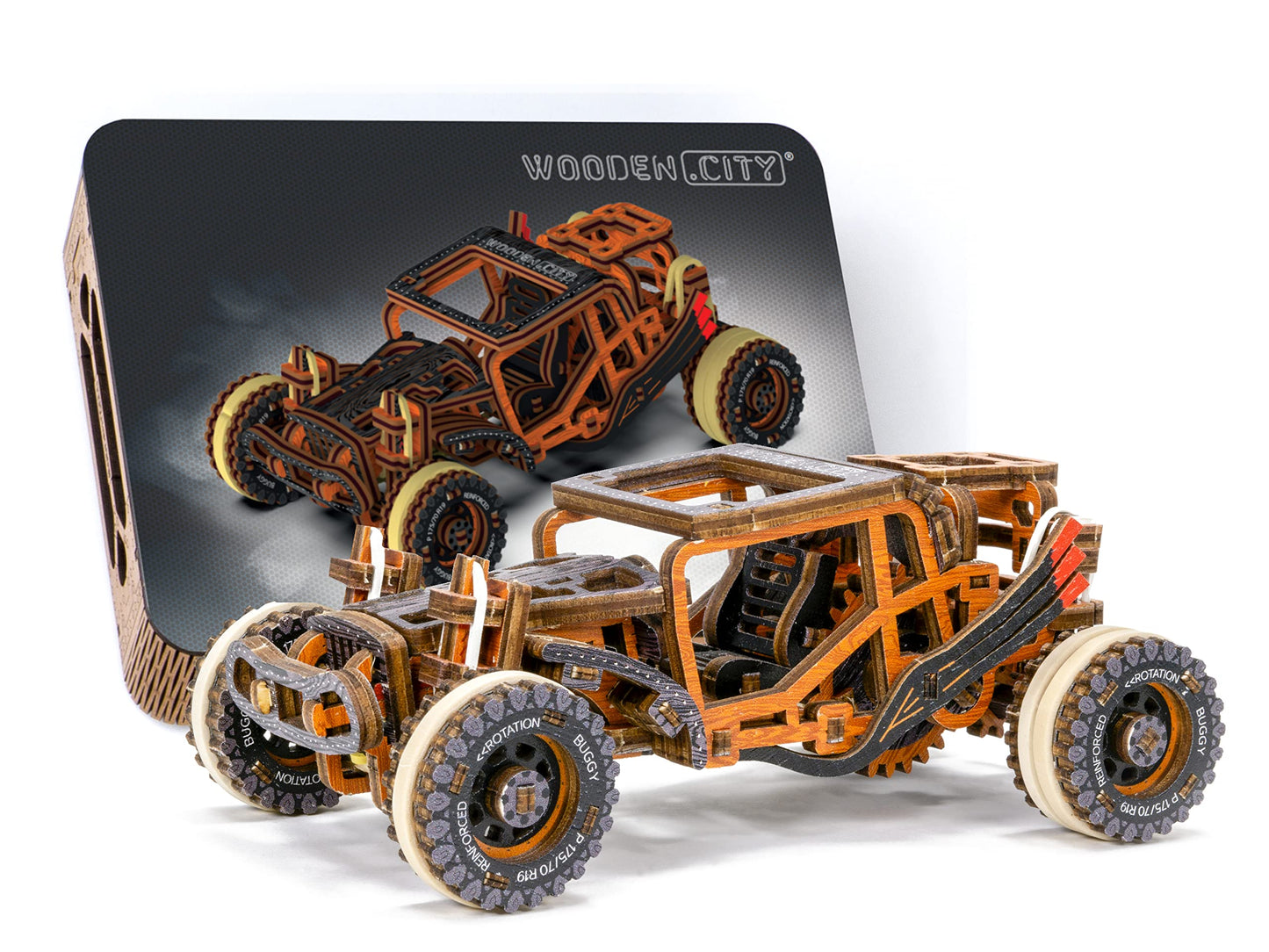 WOODEN.CITY Buggy LE 3D Wooden Puzzles for Adults – Build Your Own Buggy with Rubber‑Band Motor – Self‑Assembly Model, DIY Gift for Adults and Teens