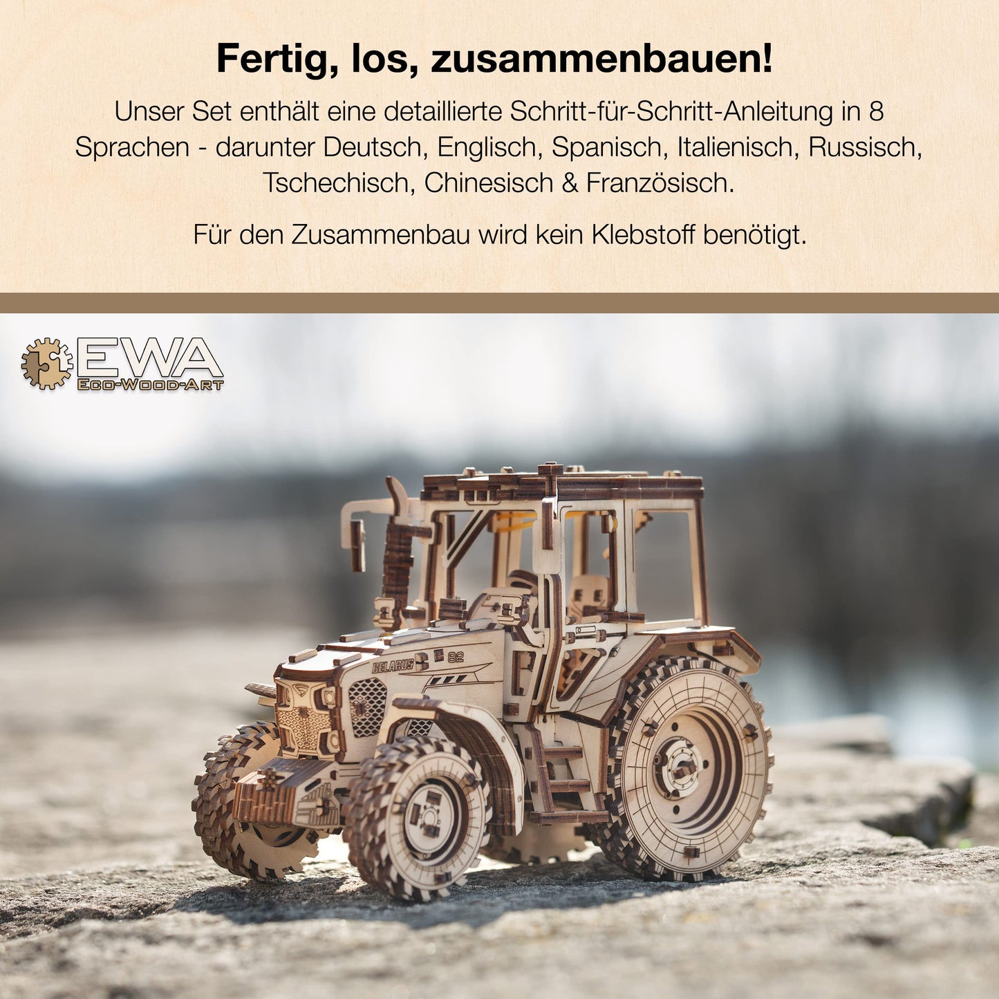 Tractor BELARUS-82 Model - Exquisite Collectible Mechanical 3D Wooden Puzzle for Adults, Perfect Shelf Display for Home or Office