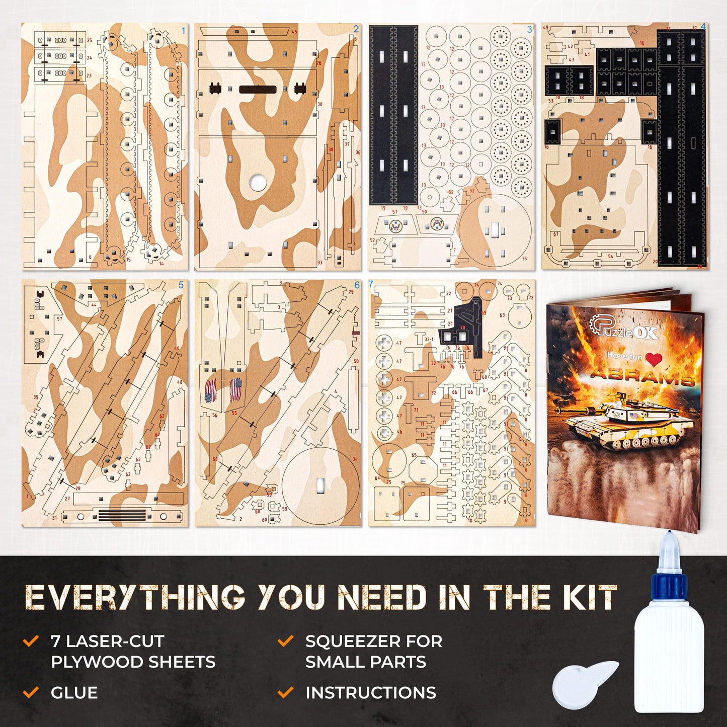 3D Wooden Puzzles – Tank Model Building Kits - Adult Building Sets – 3D Puzzles Adults – 15+ Years Wood Building Kits