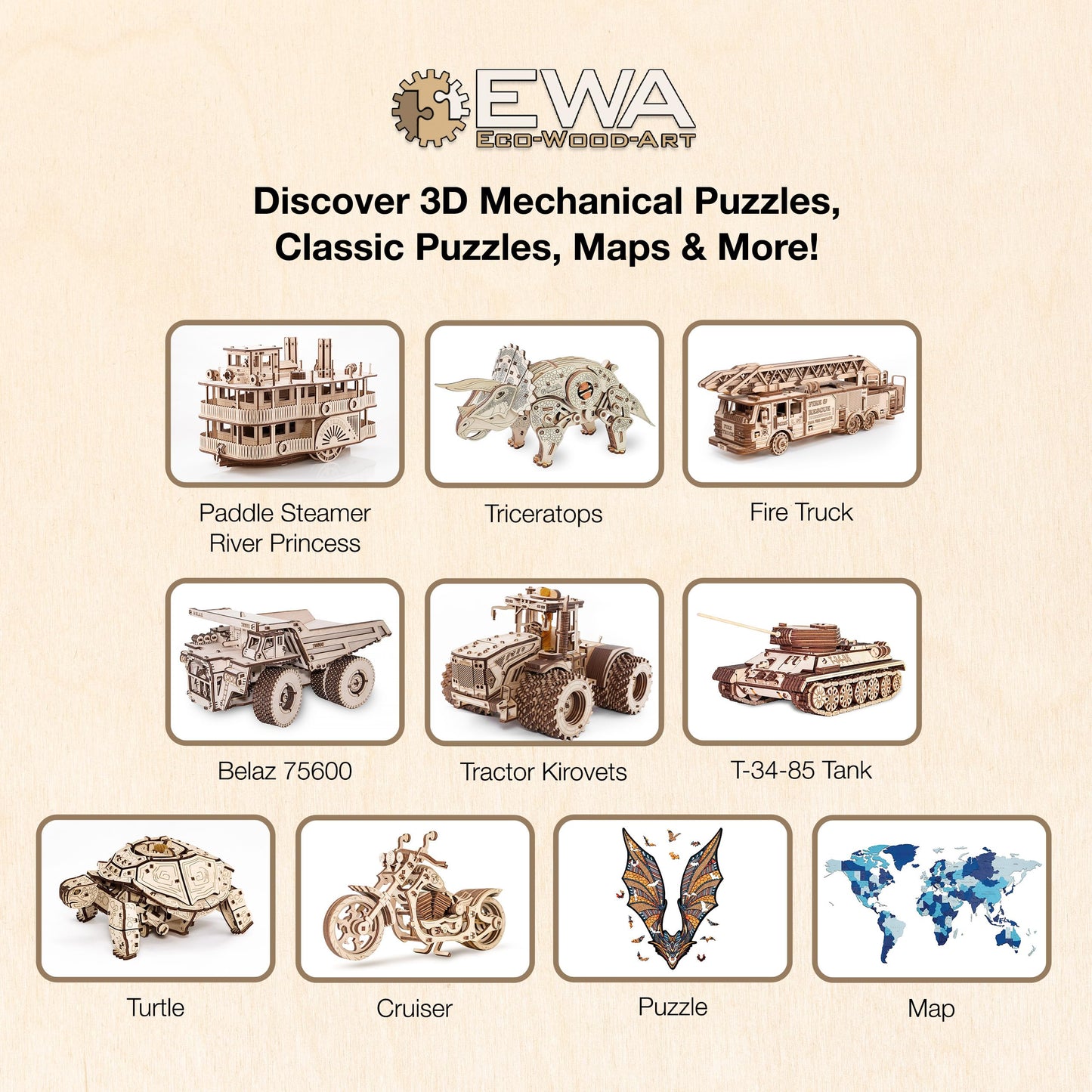 3D Puzzles for Adults - DIY Belaz 75600 Dump Truck 3D Wooden Puzzle with Wind Up Mechanism Piston Engine for 15 yrs Above & Adults - Model Building Kits by Eco Wood Art 307 Pcs