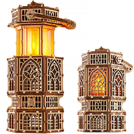 Wood Trick Antique Lantern Luminous LED 3D Wooden Puzzles for Adults to Build - 2-Mode Lighting - Engineering DIY Project Mechanical 3D Puzzle Model Kits for Adults