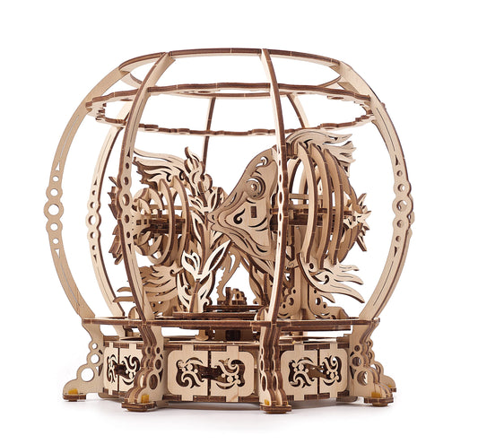UGEARS 3D Puzzle Mechanical Aquarium - Creative 3D Wooden Puzzles Idea - Aquarium Wood Model Kit - Unique Wooden Puzzle - 3D Puzzles for Adults and Kids Building Kit