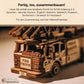 3D Wooden Puzzle - DIY 3D Puzzle Wooden Fire Truck Mechanical Model Kit with Wind Up Mechanism, Adjustable Ladder & More - 3D Puzzles for 15 yrs Above & Adults - Eco Wood Art, 439 Pieces