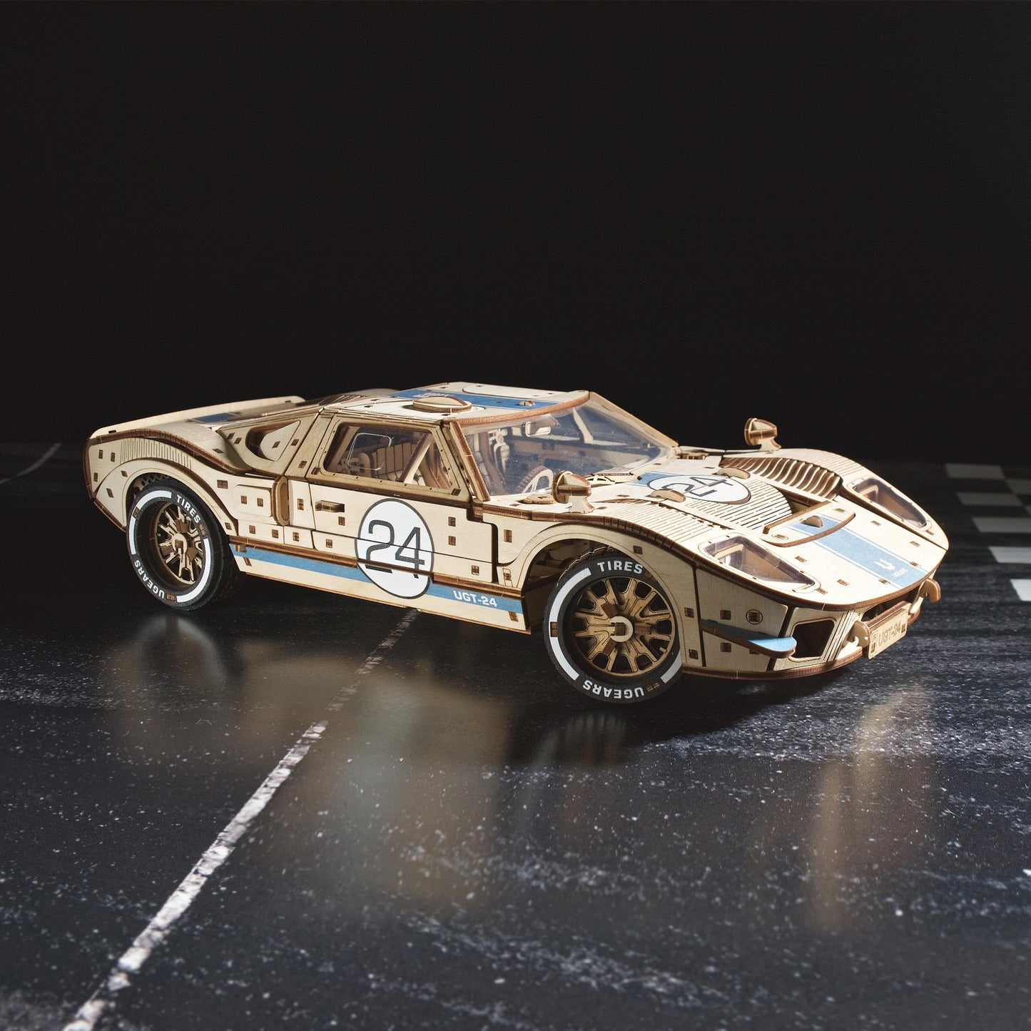 UGEARS UGT-24 Endurance Racer 3D Wooden Puzzles for Adults - DIY Model Car Kits 3D Puzzle, Mechanical Wooden Model Kits for Adults to Build, Wood Sports Car Racing Brain Teaser, Hobby Gift