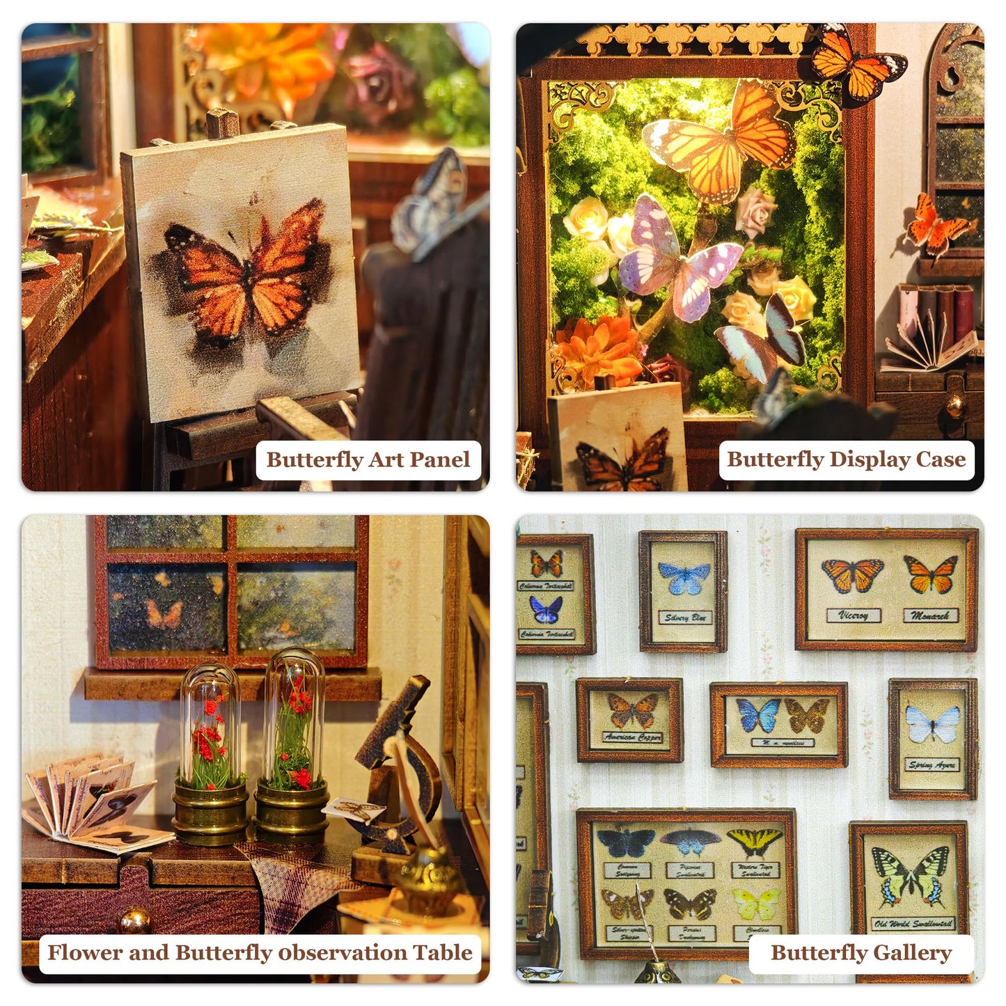 3D Puzzle for Adults-Butterfly House Wooden Model Kit-DIY Dollhouse Kit Building with Lights for Teens & Adults-Butterfly House(SQ-60)