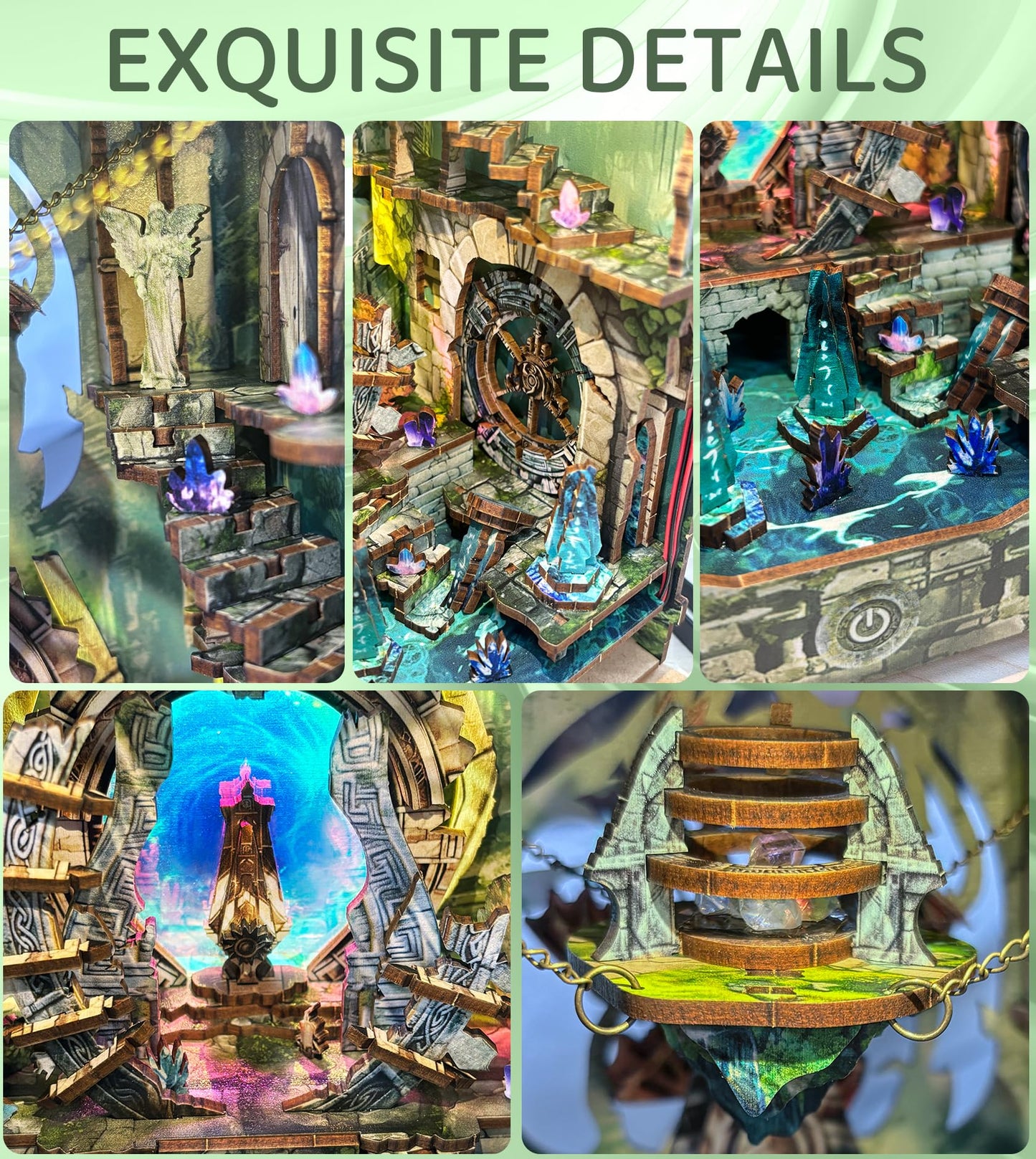 Spilay DIY Book Nook Kit,DIY Dollhouse Booknook Bookshelf Insert Decor Alley,Bookends Model Build kit,Handmade Crafts Gifts for Birthday Valentine's Day (Lost Ruins with Dust Cover)