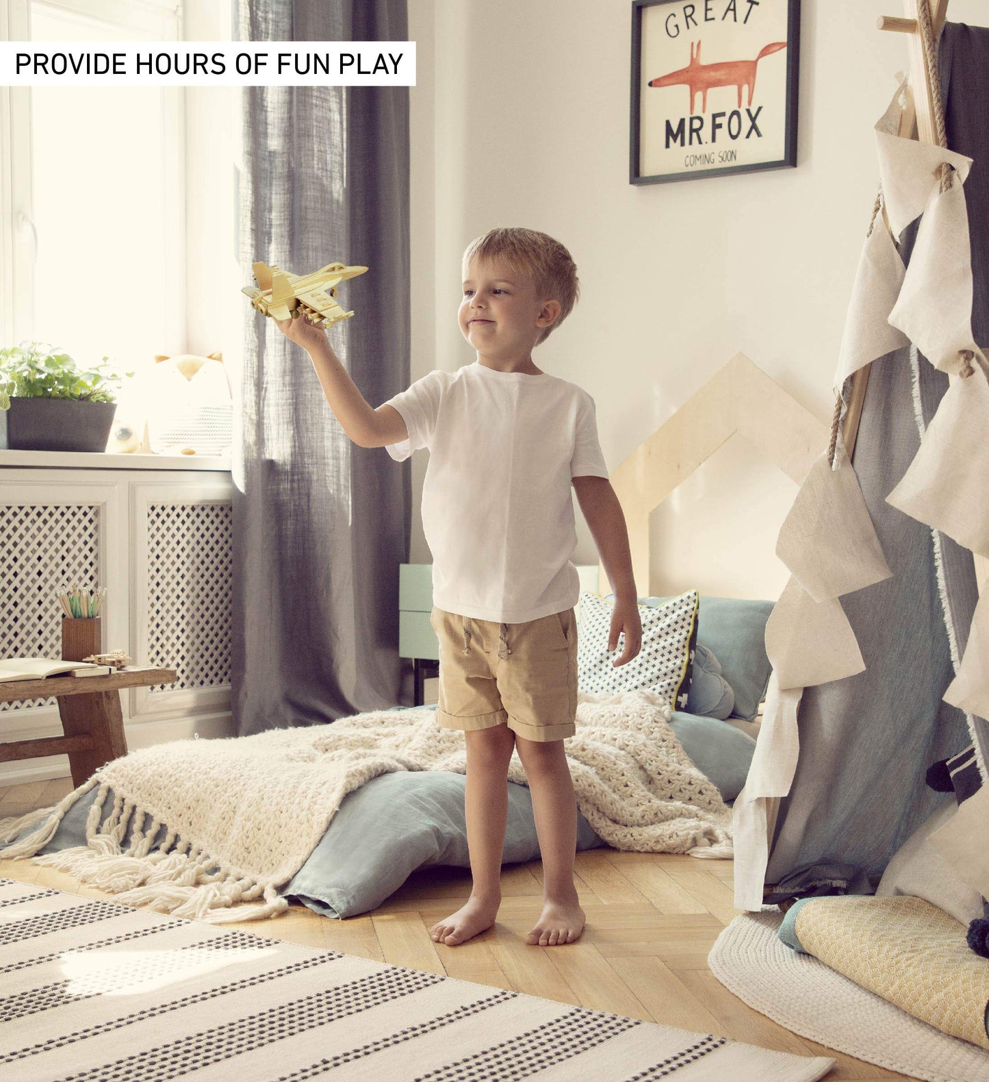 Puzzled F-18 Hornet 3D Puzzle Airplane Model Wood Building Kit - 3D Model Airplane Building Kit for Kids and Adults, Fun Educational Model Plane Kit to Paint and Build Craft 3D Model Kit - 47 Pieces