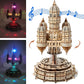 3D Wooden Castle Music Box Puzzle Kit, 521 Pieces LED Light DIY Mechanical Model Building Kit for Adults & Teens,Unique Creative Gift Idea