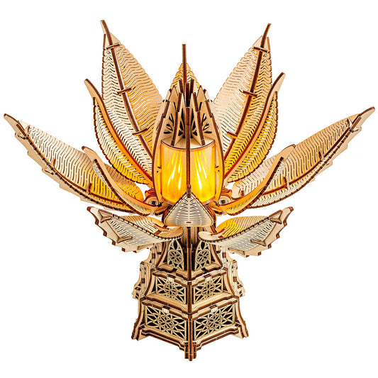 Wood Trick Fiery Bloom Luminous LED 3D Wooden Puzzles for Adults to Build - Interactive Mechanical Movement - Engineering DIY Project Mechanical 3D Puzzle Model Kits for Adults