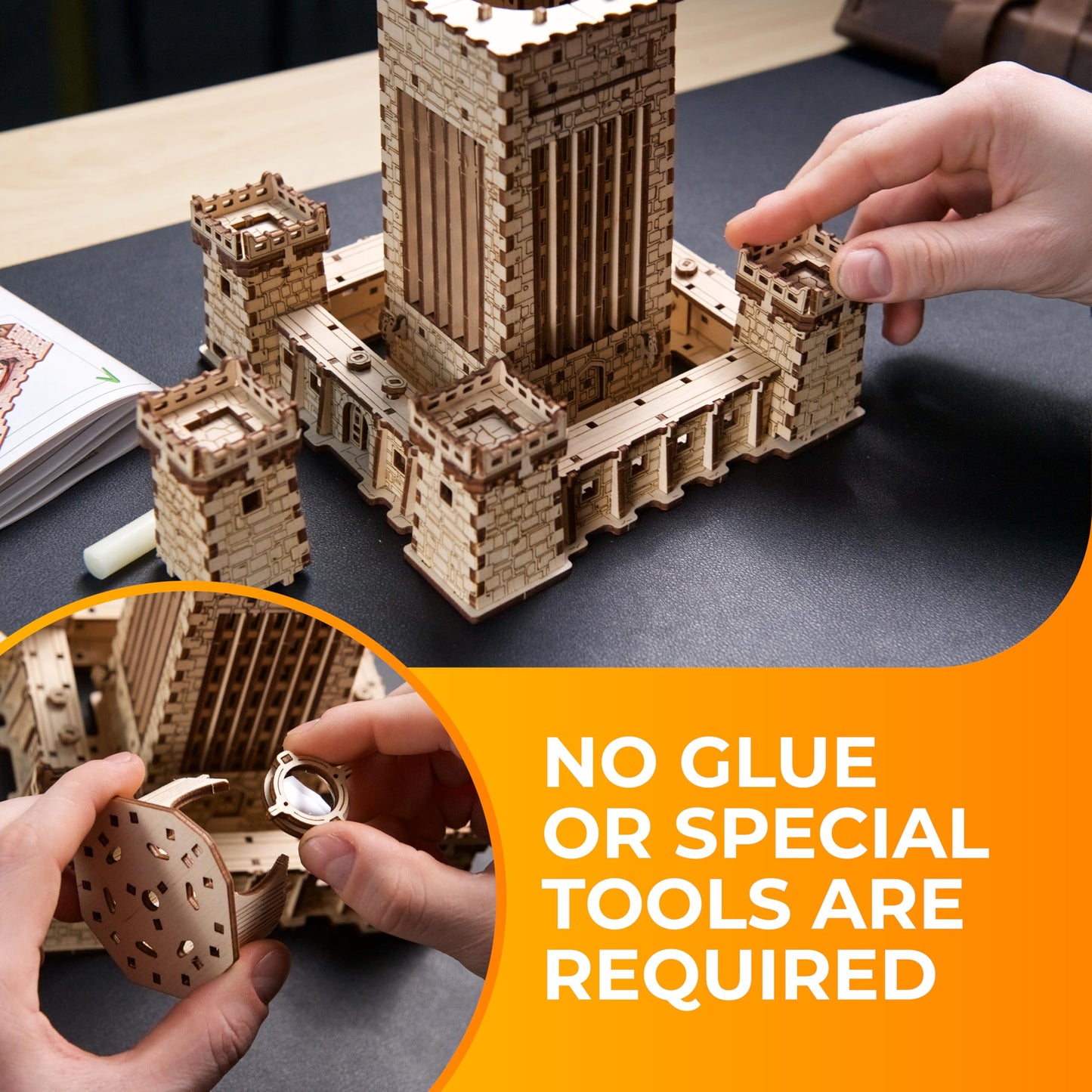Ugears Lighthouse of Alexandria 3D Puzzle - DIY Kits for Adults 3D Wooden Puzzles with LED Nightlight - Model Building Adult Craft Wood Puzzle 340 Pcs