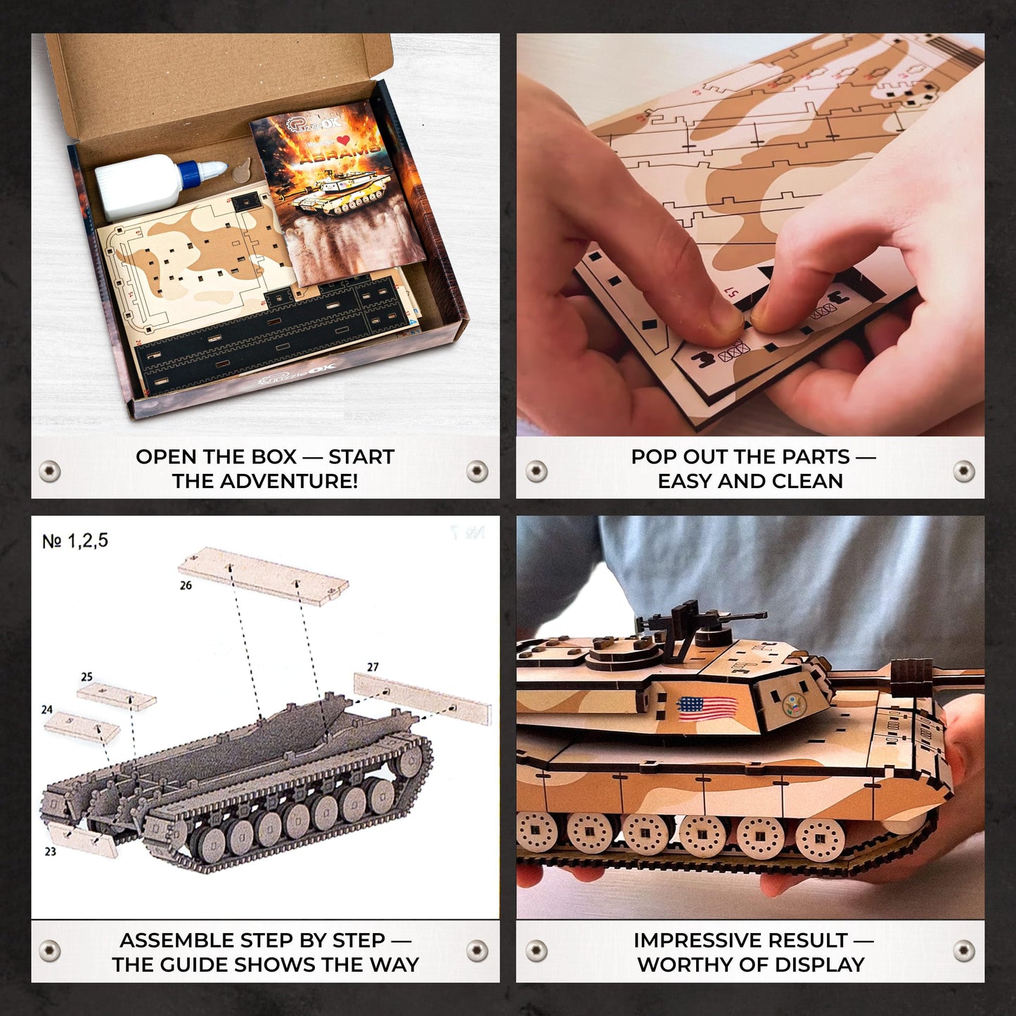 3D Wooden Puzzles – Tank Model Building Kits - Adult Building Sets – 3D Puzzles Adults – 15+ Years Wood Building Kits