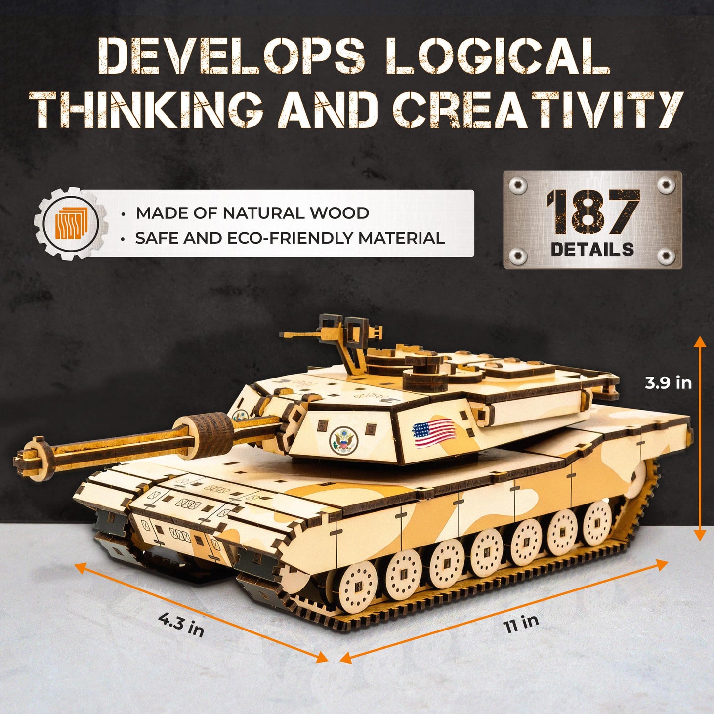 3D Wooden Puzzles – Tank Model Building Kits - Adult Building Sets – 3D Puzzles Adults – 15+ Years Wood Building Kits