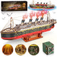Titanic 3D Wooden Puzzles for Adult with LED Light, Home Decoration Titanic Model Kits for Adults, Sailboat Hobbies for Men, Christmas Birthday DIY Miniature Kit Gift for Adults Teens