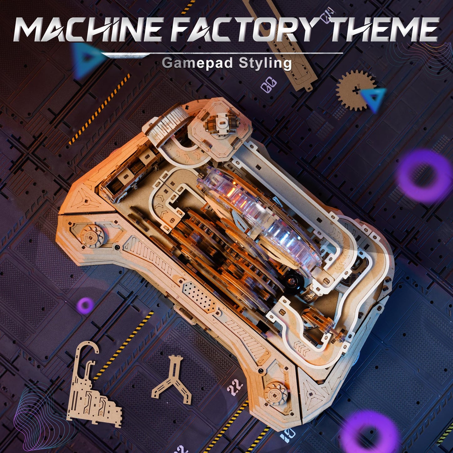 ROKR 3D Wooden Puzzles for Adults Miniature Marble Run Building Toys,DIY Pinball Machine Model Kits-Gear Ball Challenge EGC01