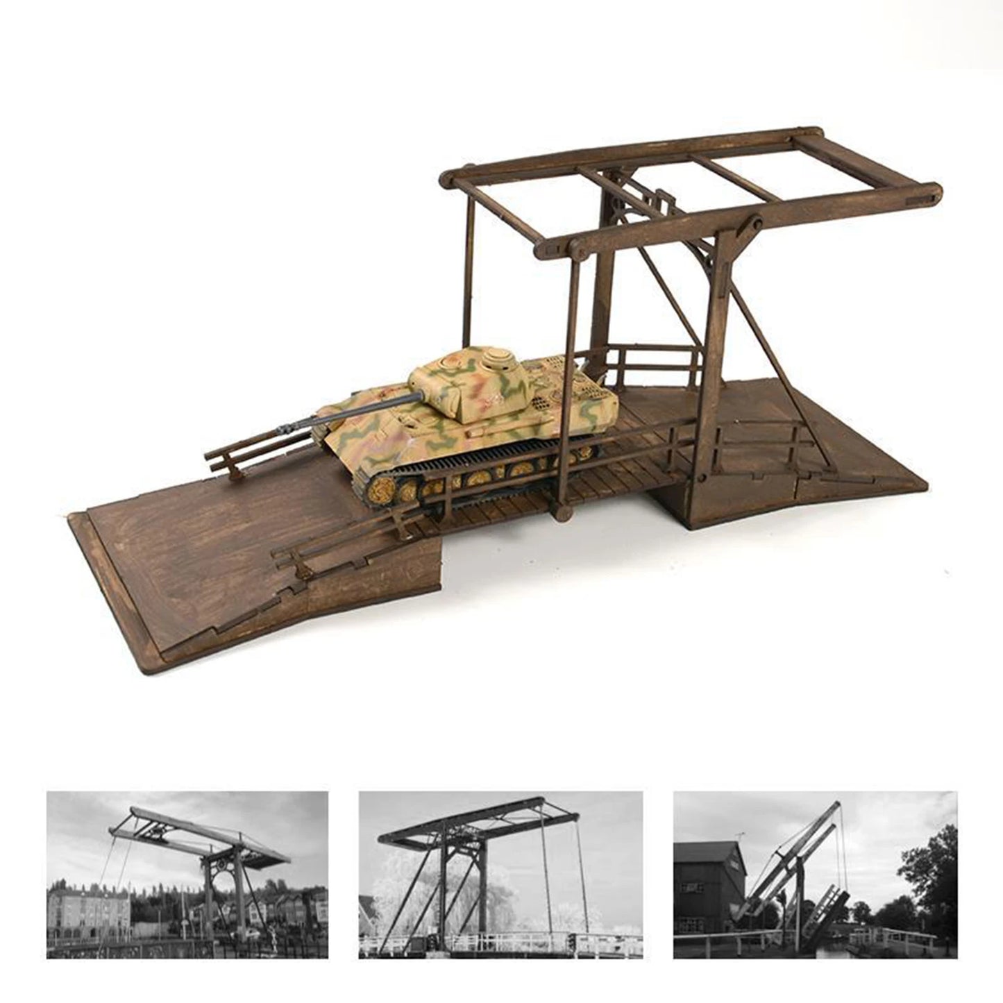 1:72 Scale 4D Wooden Bridge Model Handmade for Children Display Party Favors