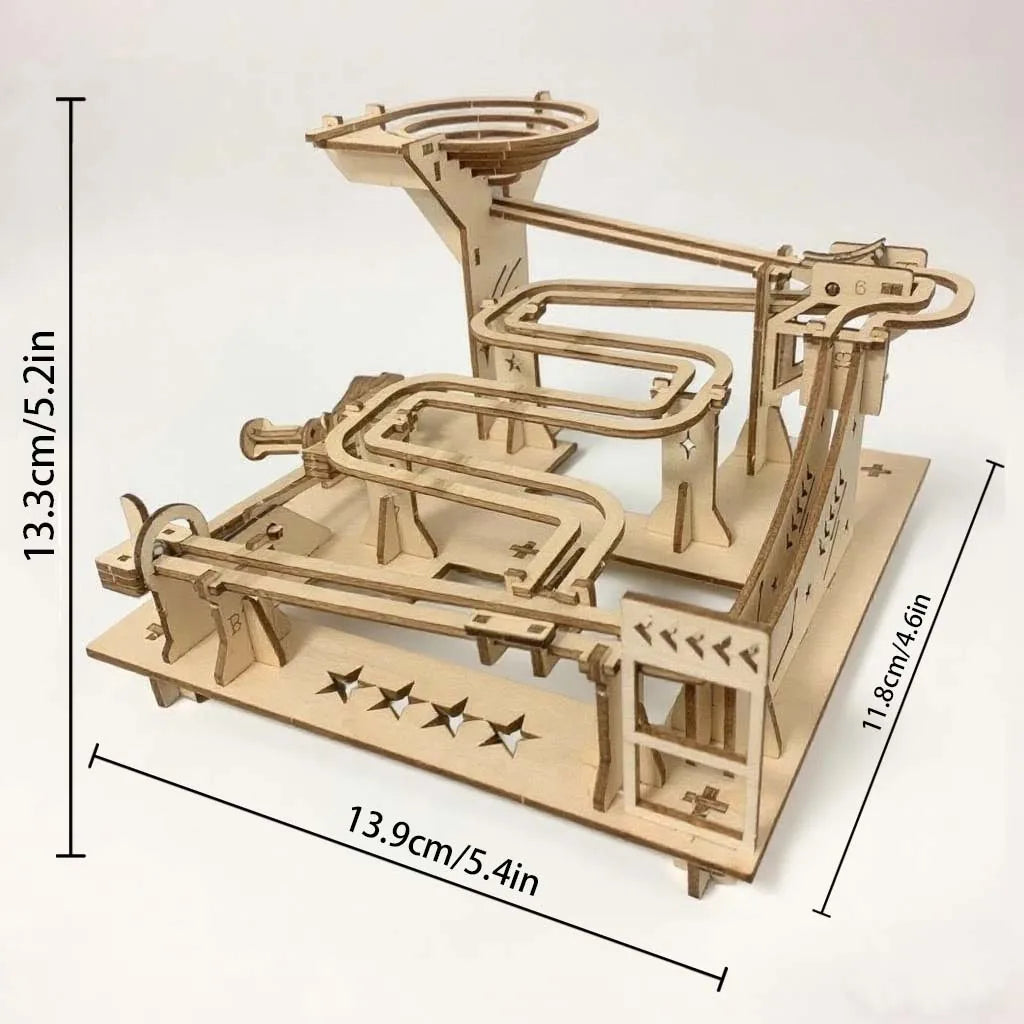 DIY 3D Wooden Marble Track Puzzle Kit - Mechanical Drive Model with Rotational Design, High Quality Wooden Board, Rotational Mec