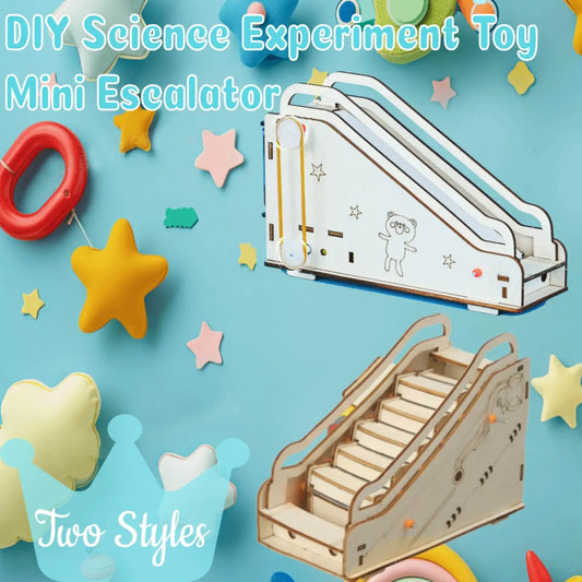 3D Wooden Mechanical Assembling Toys Escalator DIY Manual Science Experiment Puzzle Educational Model Mini Escalator Model