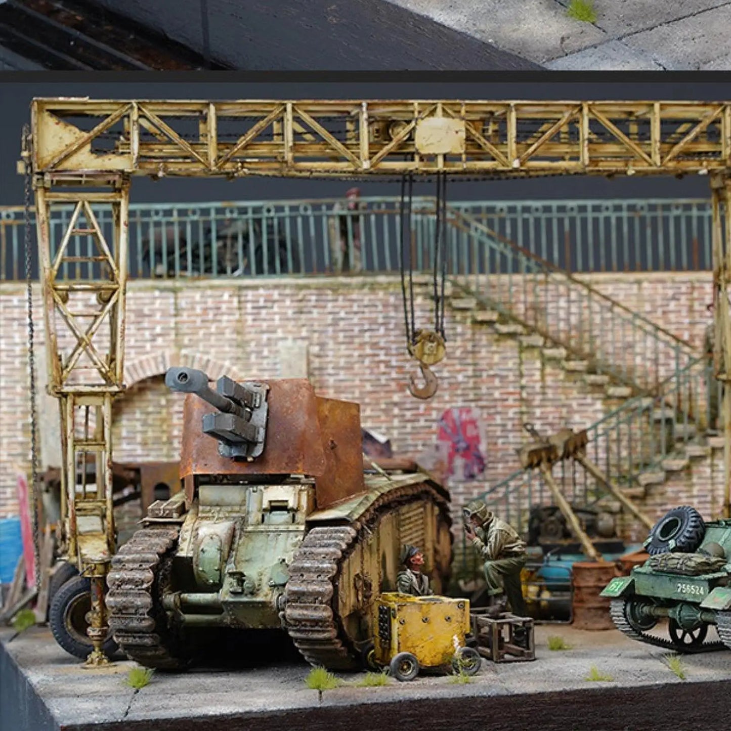 1/35 Scale Building Model Kit DIY Scene Factory Unpainted Wood Foam Scenery Layout for Military Diorama Train Set Architecture D