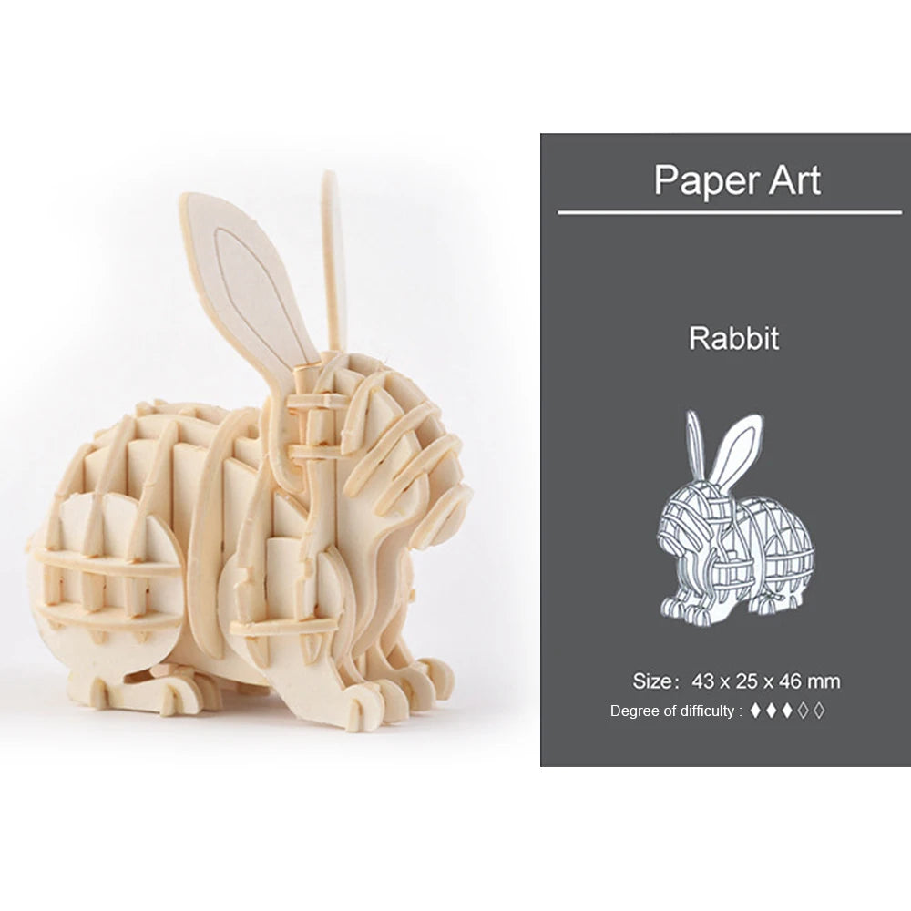 3D Ornaments Wooden Puzzle Animal Assembly Kits DIY Table Decoration Safe and Non-Toxic Easy Punch Out Gift Children Puzzle