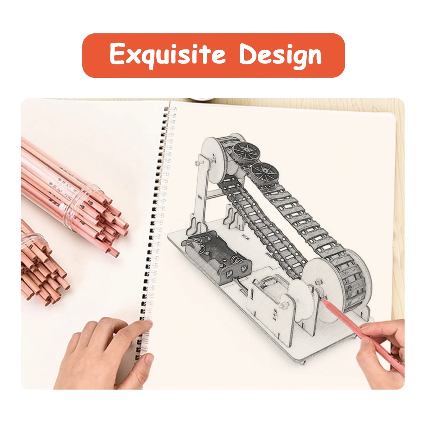 3D Wooden Electric Conveyor Belt Transporter Puzzle Model DIY Materials Handmade Mechanical STEAM Toys for Children Adult Kit