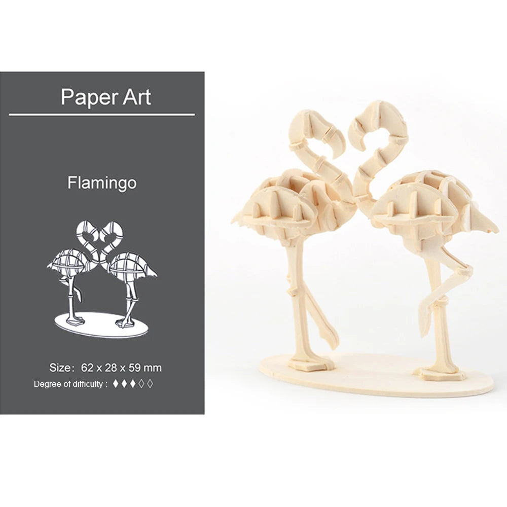 3D Ornaments Wooden Puzzle Animal Assembly Kits DIY Table Decoration Safe and Non-Toxic Easy Punch Out Gift Children Puzzle