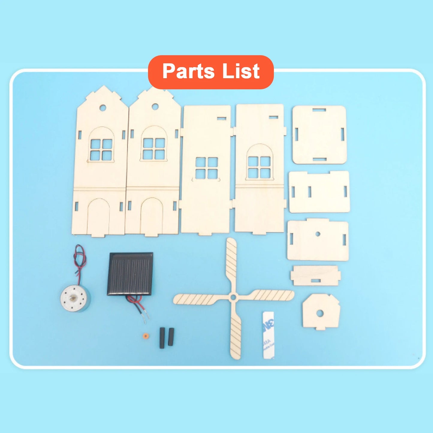 DIY Mini Wooden Windmill House Model 3D Puzzles Assemble Solar Powered Windmill Kids School Science Educational Project STEM Toy