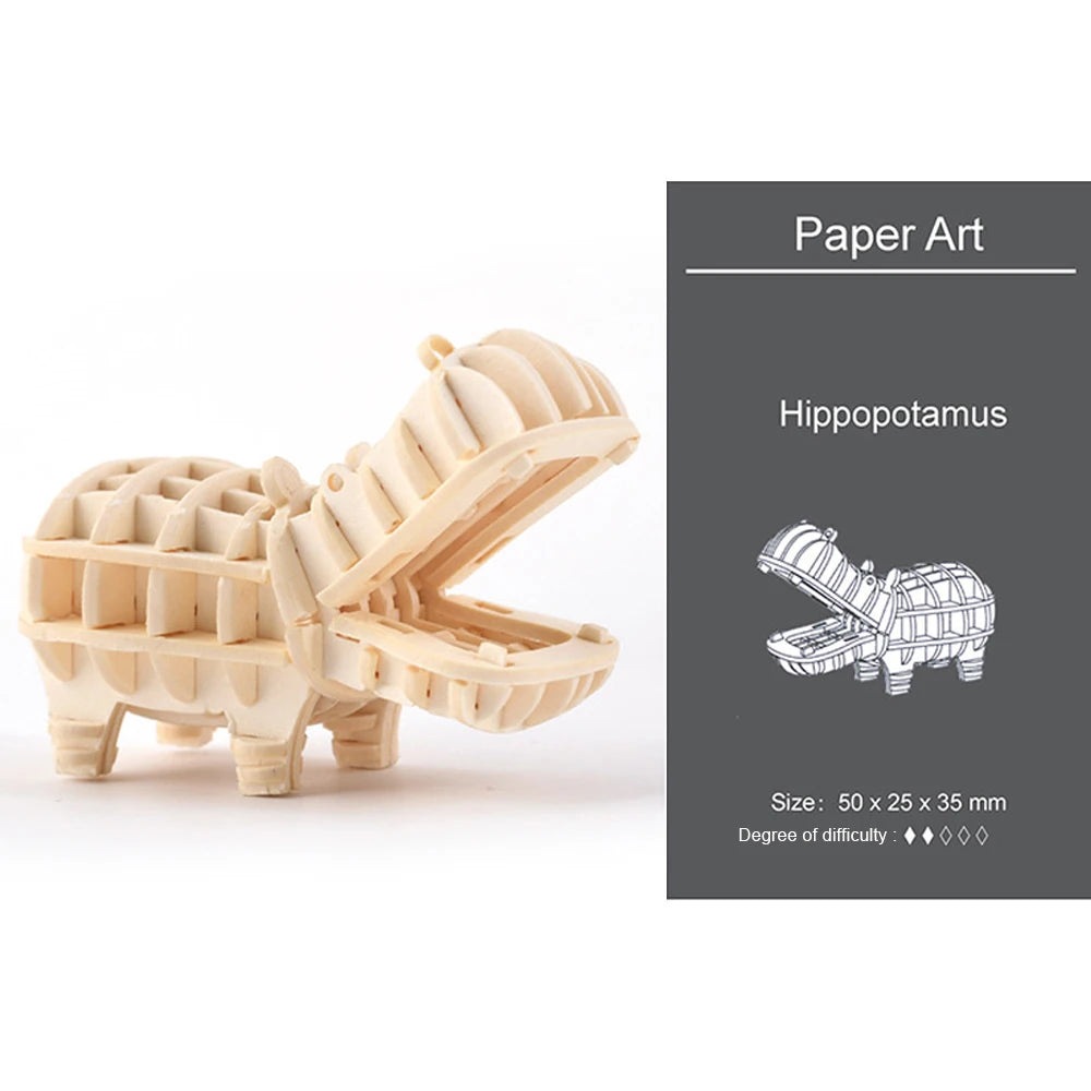 3D Ornaments Wooden Puzzle Animal Assembly Kits DIY Table Decoration Safe and Non-Toxic Easy Punch Out Gift Children Puzzle