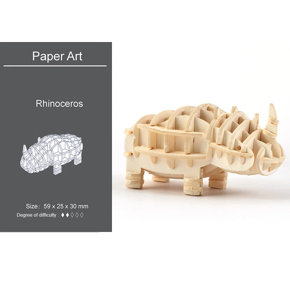 3D Ornaments Wooden Puzzle Animal Assembly Kits DIY Table Decoration Safe and Non-Toxic Easy Punch Out Gift Children Puzzle