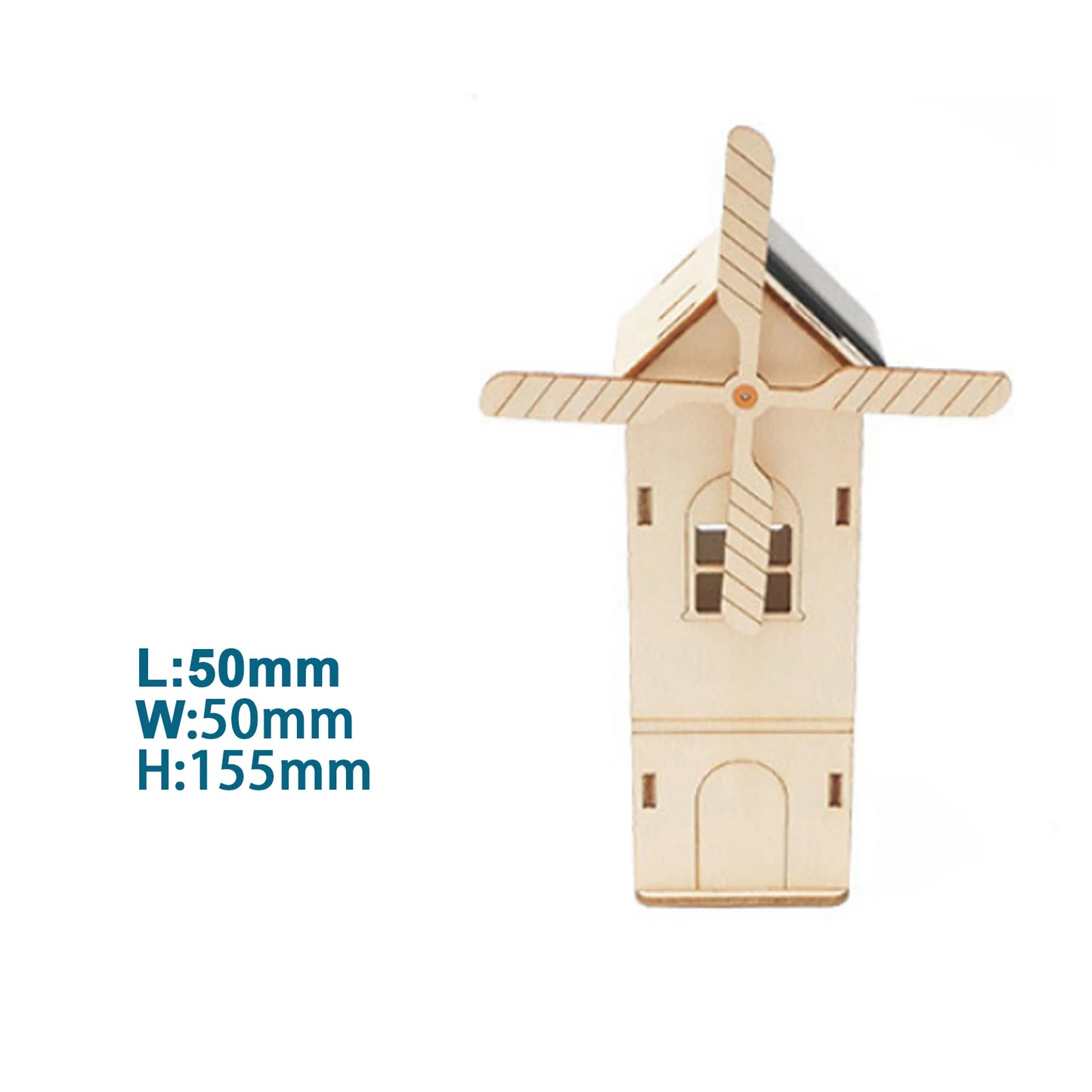 DIY Mini Wooden Windmill House Model 3D Puzzles Assemble Solar Powered Windmill Kids School Science Educational Project STEM Toy
