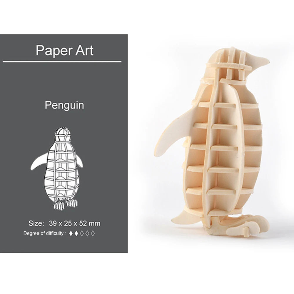 3D Ornaments Wooden Puzzle Animal Assembly Kits DIY Table Decoration Safe and Non-Toxic Easy Punch Out Gift Children Puzzle