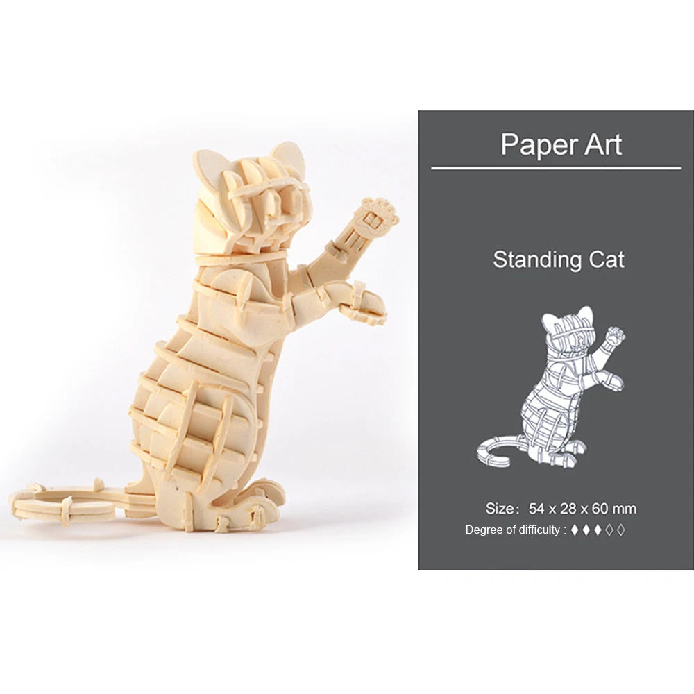 3D Ornaments Wooden Puzzle Animal Assembly Kits DIY Table Decoration Safe and Non-Toxic Easy Punch Out Gift Children Puzzle