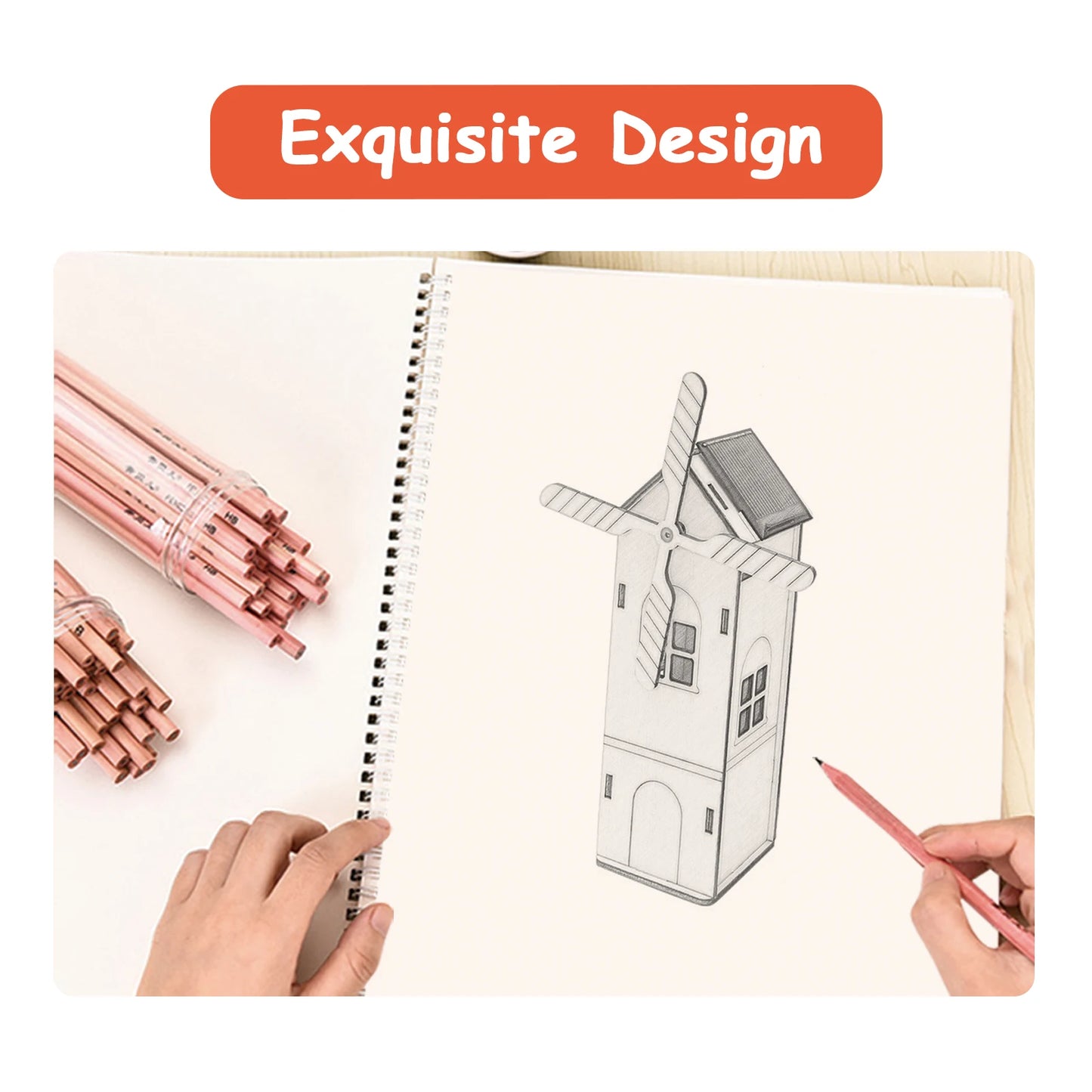 DIY Mini Wooden Windmill House Model 3D Puzzles Assemble Solar Powered Windmill Kids School Science Educational Project STEM Toy