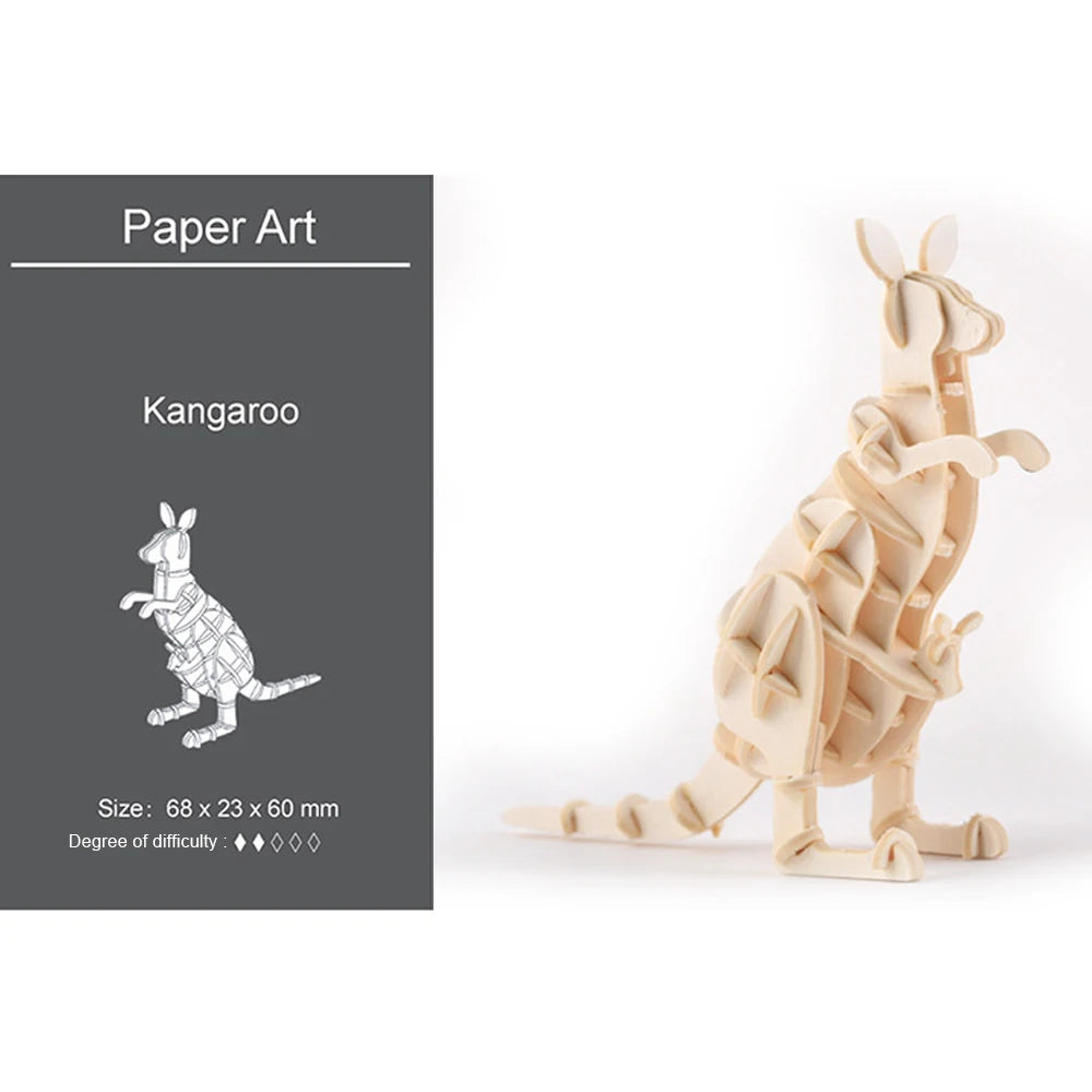 3D Ornaments Wooden Puzzle Animal Assembly Kits DIY Table Decoration Safe and Non-Toxic Easy Punch Out Gift Children Puzzle