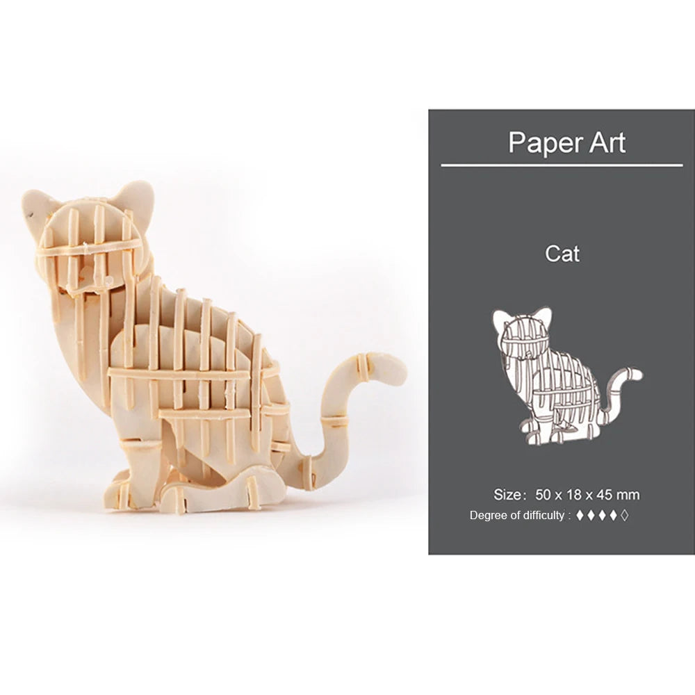 3D Ornaments Wooden Puzzle Animal Assembly Kits DIY Table Decoration Safe and Non-Toxic Easy Punch Out Gift Children Puzzle