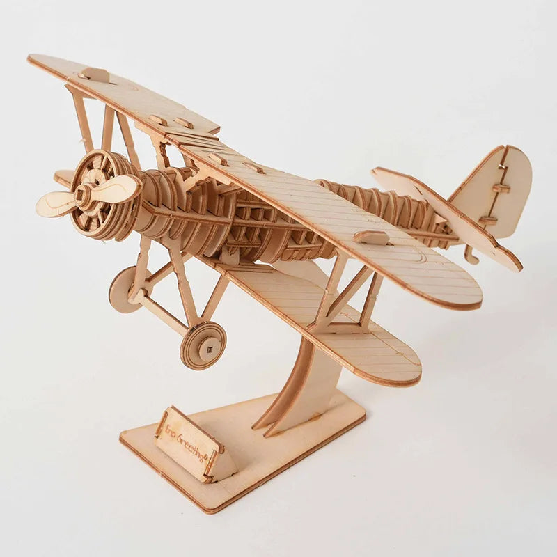 Diy 3d wooden puzzle for Assembly Puzzle Laser Cutting Sailing Ship Biplane Steam Locomotive Train Toy diy Kit  for adults Child