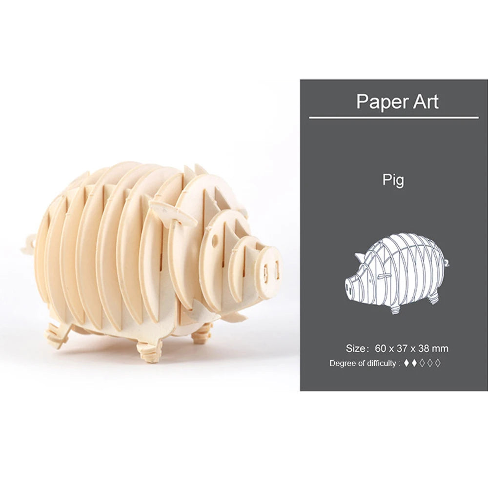 3D Ornaments Wooden Puzzle Animal Assembly Kits DIY Table Decoration Safe and Non-Toxic Easy Punch Out Gift Children Puzzle