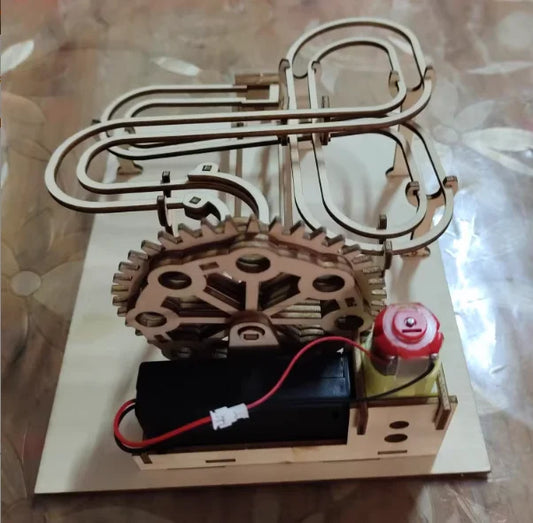 3D Wooden Marble Run DIY Assembly Mechanical Gear Engineering Model: Steam Science Experiment Educational Kit Toys for Children